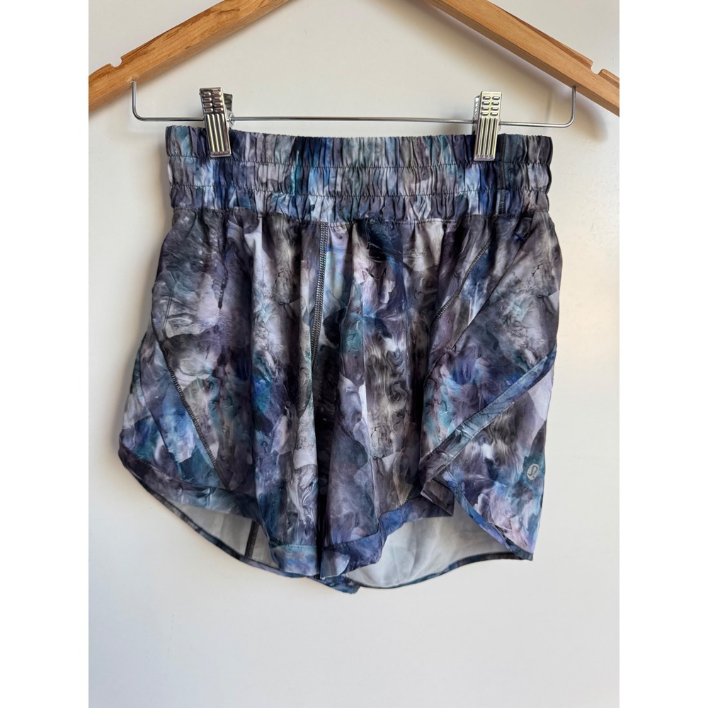 Lululemon Track That High-Rise Lined Short 3" size 4 Marble Blue Purple LW7BOLS